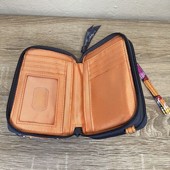 Vera Bradley Double Zip Wristlet Jazzy Blooms Wallet Clutch Flowers Quilted - Picture 4 of 6